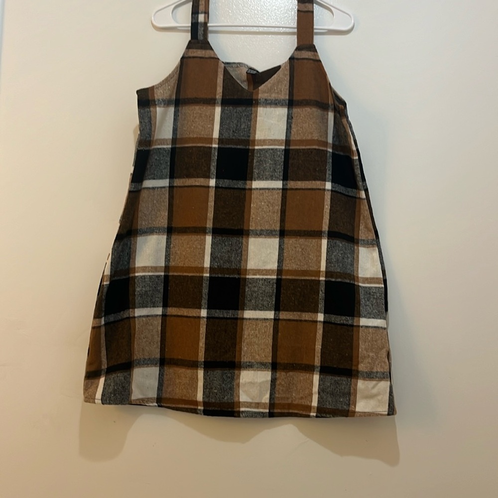 Plaid overall dress